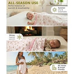 Babyhug 6 Layer Muslin Baby Blanket with Contrast Wide Edge Panda Print - Green| Absorbent Soft & Breathable| All Season Blanket| New Born Gifting| Bath Towel, Wrapper, Feeding Towel| Machine Washable