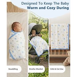 Babyhug 6 Layer Muslin Baby Blanket with Contrast Wide Edge Panda Print - Green| Absorbent Soft & Breathable| All Season Blanket| New Born Gifting| Bath Towel, Wrapper, Feeding Towel| Machine Washable