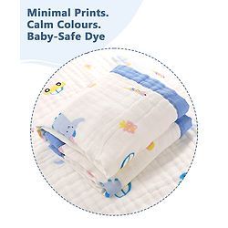 Babyhug 6 Layer Muslin Baby Blanket with Contrast Wide Edge Panda Print - Green| Absorbent Soft & Breathable| All Season Blanket| New Born Gifting| Bath Towel, Wrapper, Feeding Towel| Machine Washable