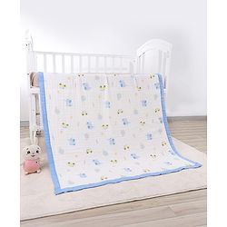 Babyhug 6 Layer Muslin Baby Blanket with Contrast Wide Edge Panda Print - Green| Absorbent Soft & Breathable| All Season Blanket| New Born Gifting| Bath Towel, Wrapper, Feeding Towel| Machine Washable