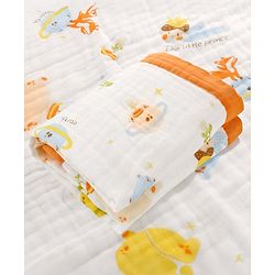 Babyhug 6 Layer Muslin Baby Blanket with Contrast Wide Edge Panda Print - Green| Absorbent Soft & Breathable| All Season Blanket| New Born Gifting| Bath Towel, Wrapper, Feeding Towel| Machine Washable