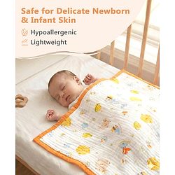 Babyhug 6 Layer Muslin Baby Blanket with Contrast Wide Edge Panda Print - Green| Absorbent Soft & Breathable| All Season Blanket| New Born Gifting| Bath Towel, Wrapper, Feeding Towel| Machine Washable