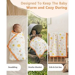 Babyhug 6 Layer Muslin Baby Blanket with Contrast Wide Edge Panda Print - Green| Absorbent Soft & Breathable| All Season Blanket| New Born Gifting| Bath Towel, Wrapper, Feeding Towel| Machine Washable
