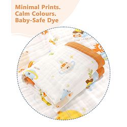 Babyhug 6 Layer Muslin Baby Blanket with Contrast Wide Edge Panda Print - Green| Absorbent Soft & Breathable| All Season Blanket| New Born Gifting| Bath Towel, Wrapper, Feeding Towel| Machine Washable