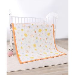 Babyhug 6 Layer Muslin Baby Blanket with Contrast Wide Edge Panda Print - Green| Absorbent Soft & Breathable| All Season Blanket| New Born Gifting| Bath Towel, Wrapper, Feeding Towel| Machine Washable