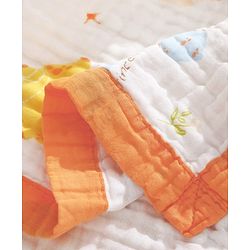 Babyhug 6 Layer Muslin Baby Blanket with Contrast Wide Edge Panda Print - Green| Absorbent Soft & Breathable| All Season Blanket| New Born Gifting| Bath Towel, Wrapper, Feeding Towel| Machine Washable