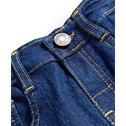 Babyhug Cotton Denim Full Length Washed Jeans With Stretch - Dark Blue
