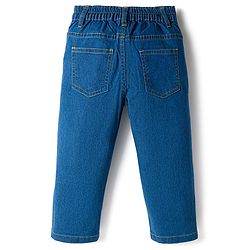 Babyhug Cotton Denim Full Length Washed Jeans With Stretch - Dark Blue