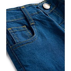 Babyhug Cotton Denim Full Length Washed Jeans With Stretch - Dark Blue