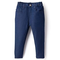 Babyhug Denim Full Length Washed Jeans With Stretch - Navy Blue