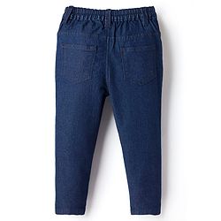 Babyhug Denim Full Length Washed Jeans With Stretch - Navy Blue