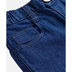 Babyhug Denim Full Length Washed Jeans With Stretch - Navy Blue
