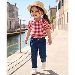 Babyhug Denim Full Length Washed Jeans With Stretch - Navy Blue