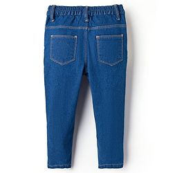 Babyhug Denim Full Length Washed Jeans With Stretch - Navy Blue