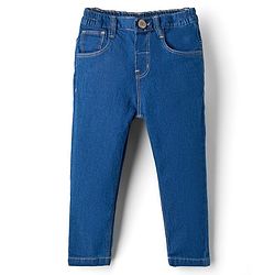 Babyhug Denim Full Length Washed Jeans With Stretch - Navy Blue