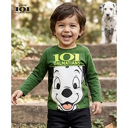 Babyhug Disney Single Jersey Knit Full Sleeves T-Shirt with 101 Dalmatians Graphics - Green
