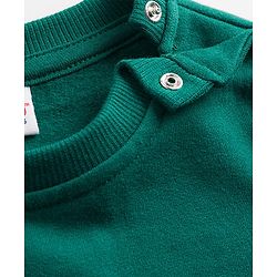 Babyhug Fleece Knit Full Sleeves Sweatshirt With Sequin Detailing - Green