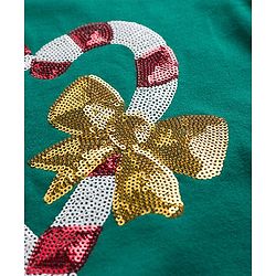 Babyhug Fleece Knit Full Sleeves Sweatshirt With Sequin Detailing - Green