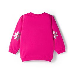 Babyhug Fleeve Knit Full Sleeves Sweatshirt With Foil Floral Print - Pink