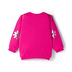 Babyhug Fleeve Knit Full Sleeves Sweatshirt With Foil Floral Print - Pink