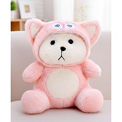Babyhug 35cm Plush Hooded Teddy Bear Soft Toy - Pink| for Toddler Gifting| Boys & Girls| Stuffed Animal| Baby Safe| Cuddle & Travel Partner| Super Soft Fabric| Room & Car Décor