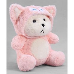 Babyhug 35cm Plush Hooded Teddy Bear Soft Toy - Pink| for Toddler Gifting| Boys & Girls| Stuffed Animal| Baby Safe| Cuddle & Travel Partner| Super Soft Fabric| Room & Car Décor