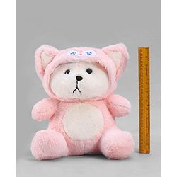 Babyhug 35cm Plush Hooded Teddy Bear Soft Toy - Pink| for Toddler Gifting| Boys & Girls| Stuffed Animal| Baby Safe| Cuddle & Travel Partner| Super Soft Fabric| Room & Car Décor