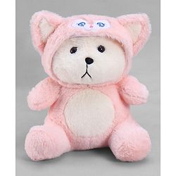 Babyhug 35cm Plush Hooded Teddy Bear Soft Toy - Pink| for Toddler Gifting| Boys & Girls| Stuffed Animal| Baby Safe| Cuddle & Travel Partner| Super Soft Fabric| Room & Car Décor