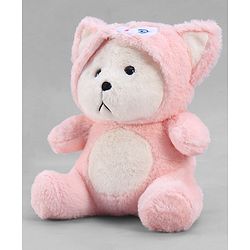Babyhug 35cm Plush Hooded Teddy Bear Soft Toy - Pink| for Toddler Gifting| Boys & Girls| Stuffed Animal| Baby Safe| Cuddle & Travel Partner| Super Soft Fabric| Room & Car Décor
