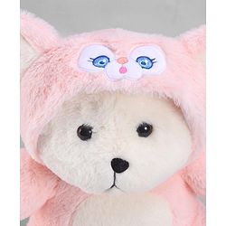 Babyhug 35cm Plush Hooded Teddy Bear Soft Toy - Pink| for Toddler Gifting| Boys & Girls| Stuffed Animal| Baby Safe| Cuddle & Travel Partner| Super Soft Fabric| Room & Car Décor