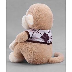 Babyhug 35cm Plush Cute Monkey with T-shirt Soft Toy - Brown| for Toddler Gifting| Boys & Girls| Stuffed Animal| Baby Safe| Cuddle & Travel Partner| Super Soft Fabric| Room & Car Décor