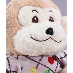Babyhug 35cm Plush Cute Monkey with T-shirt Soft Toy - Brown| for Toddler Gifting| Boys & Girls| Stuffed Animal| Baby Safe| Cuddle & Travel Partner| Super Soft Fabric| Room & Car Décor