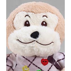 Babyhug 35cm Plush Cute Monkey with T-shirt Soft Toy - Brown| for Toddler Gifting| Boys & Girls| Stuffed Animal| Baby Safe| Cuddle & Travel Partner| Super Soft Fabric| Room & Car Décor