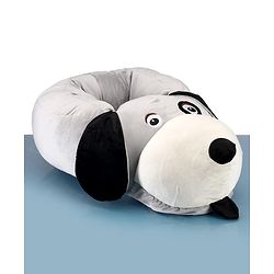 Babyhug Plush Dog Baby Seater - Grey|Super Soft & Comfortable| Sitting Support for Infants| Ideal for Playtime|Rest & Lounging|  Infant Safety Chair| Toddler Sitting Trainer| Maintain Good Posture