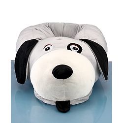 Babyhug Plush Dog Baby Seater - Grey|Super Soft & Comfortable| Sitting Support for Infants| Ideal for Playtime|Rest & Lounging|  Infant Safety Chair| Toddler Sitting Trainer| Maintain Good Posture