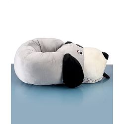 Babyhug Plush Dog Baby Seater - Grey|Super Soft & Comfortable| Sitting Support for Infants| Ideal for Playtime|Rest & Lounging|  Infant Safety Chair| Toddler Sitting Trainer| Maintain Good Posture