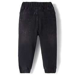 Babyhug Denim Full Length Washed Joggers with Stretch - Black