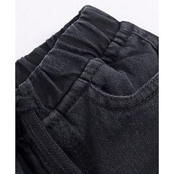 Babyhug Denim Full Length Washed Joggers with Stretch - Black