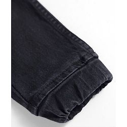 Babyhug Denim Full Length Washed Joggers with Stretch - Black