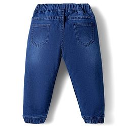 Babyhug Denim Full Length Washed Joggers with Stretch - Black