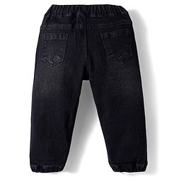 Babyhug Denim Full Length Washed Jogger With Stretch - Black