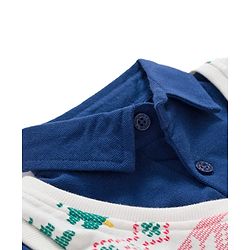 Babyhug Cotton Knit Full Sleeves Overlapped Sweatshirt with Floral & Christmas Theme Print - Navy Blue & White