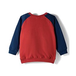 Babyhug Cotton Knit Full Raglan Sleeves Sweatshirt With Lion Print - Dark Red