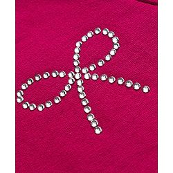 Babyhug Cotton Knit Full Sleeves Sweatshirt With Rhinestone Detailing - Red