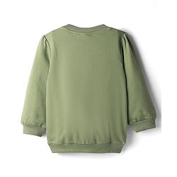 Babyhug Cotton Knit Full Sleeves Sweatshirt With Rhinestone Detailing - Green