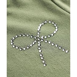 Babyhug Cotton Knit Full Sleeves Sweatshirt With Rhinestone Detailing - Green