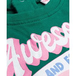 Babyhug Cotton Knit Full Sleeves Sweatshirt With Floral Print & Inner Tee - Green