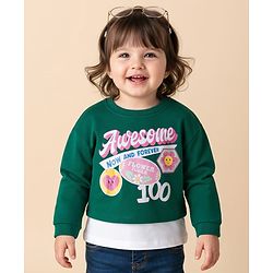 Babyhug Cotton Knit Full Sleeves Sweatshirt With Floral Print & Inner Tee - Green