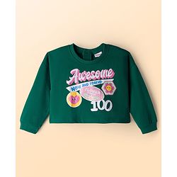 Babyhug Cotton Knit Full Sleeves Sweatshirt With Floral Print & Inner Tee - Green