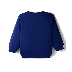 Babyhug Cotton Knit Full Sleeves Sweatshirt with Dino Print - Navy Blue